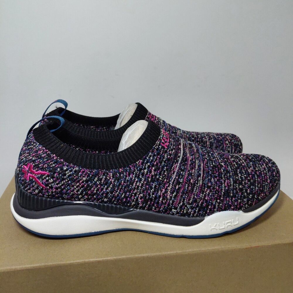 KURU Stride Slip On Walking Shoes Purple Multi Color Knit Comfort Women’s Sz 7